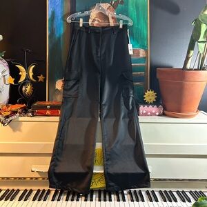 NWT Black Tape Elegant Black Satin Trousers Small